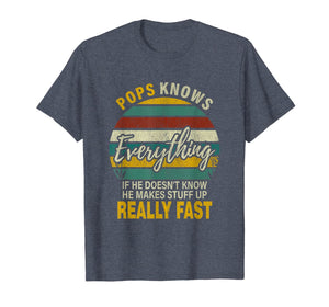 Mens Mens Pops Know Everything Grandpa Christmas Gifts T-Shirt-1685560