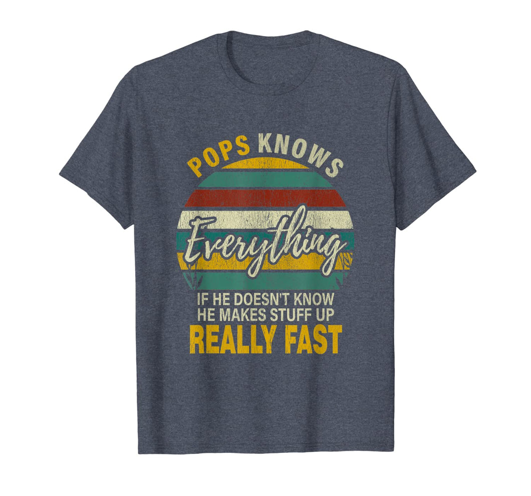 Mens Mens Pops Know Everything Grandpa Christmas Gifts T-Shirt-1685560