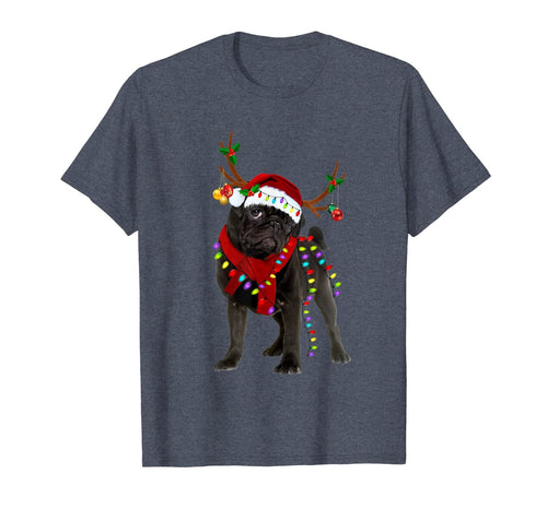 Santa Pug reindeer Light Christmas gifts T-Shirt-1259960