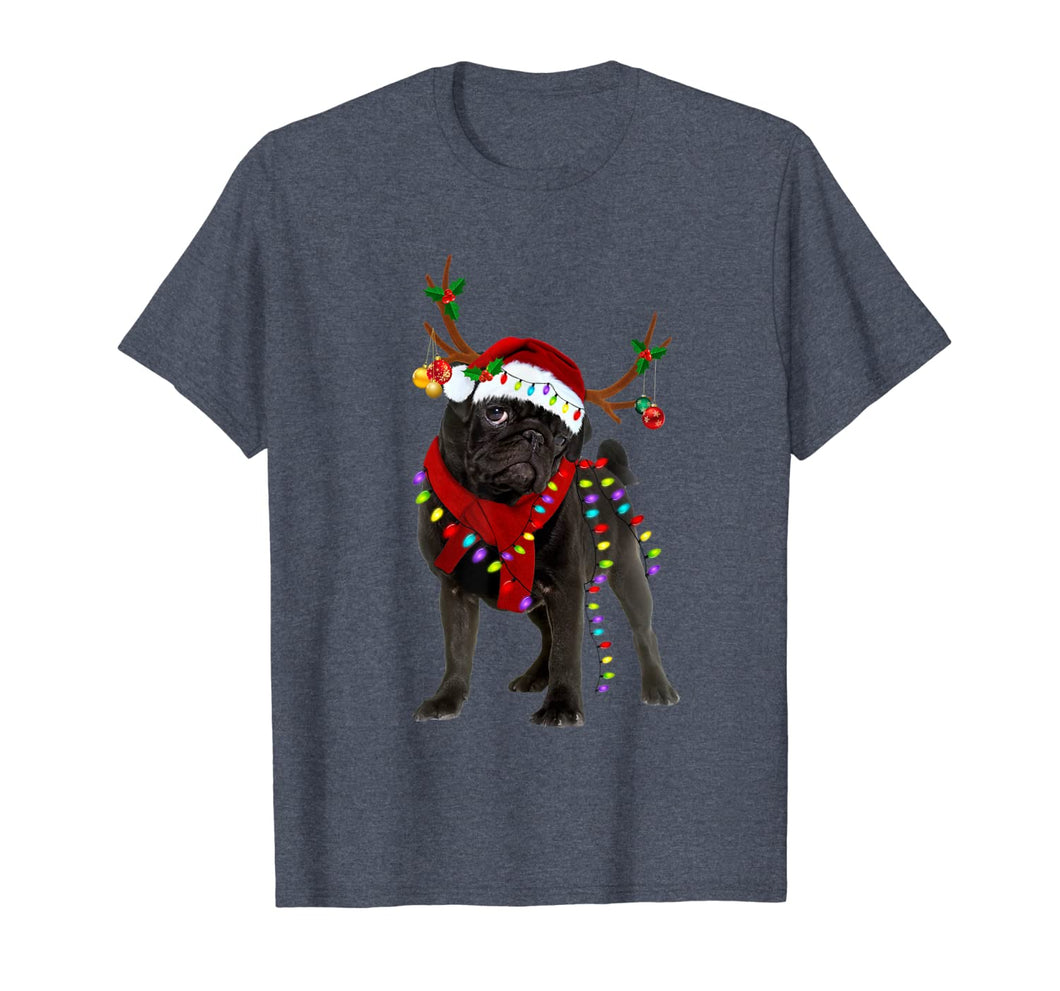 Santa Pug reindeer Light Christmas gifts T-Shirt-1259960