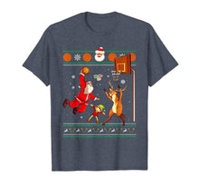 Load image into Gallery viewer, Basketball Christmas Ugly Sweater Dunking Santa and Reindeer T-Shirt-2347380
