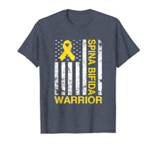 Load image into Gallery viewer, Spina Bifida Warrior Awareness Gift USA Flag Yellow Ribbon  T-Shirt
