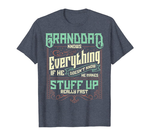 Mens Granddad Knows Everything Funny Granddad Christmas Gifts T-Shirt-1654539