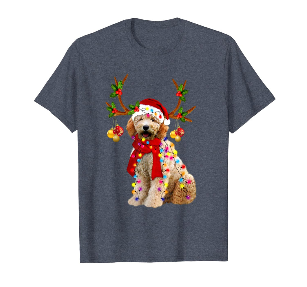 Santa Golden doodle reindeer Light Christmas gifts T-Shirt-2084445