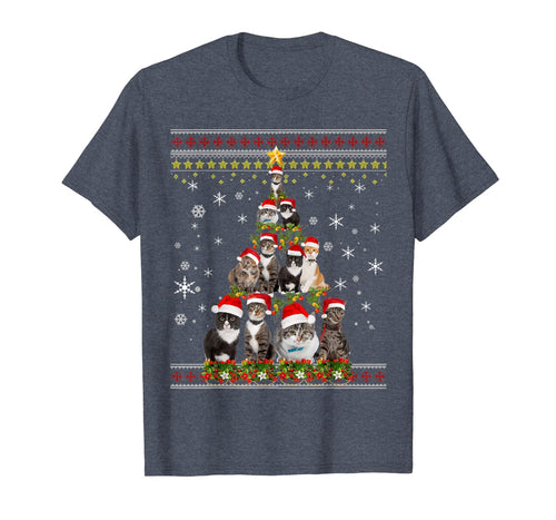 Funny Christmas Tree Cats Merry Christmas Ugly Sweater Gifts T-Shirt-3127700