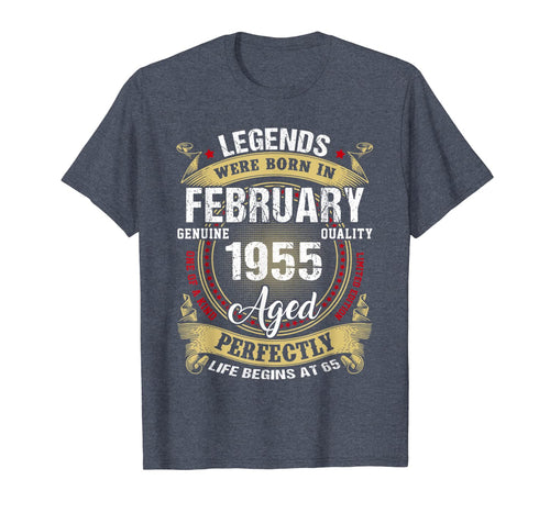 Vintage February 1955 65th Birthday Gifts For 65 Years Old T-Shirt-3432350