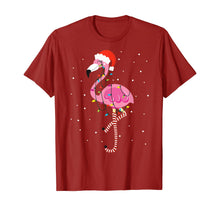 Load image into Gallery viewer, Funny shirts V-neck Tank top Hoodie sweatshirt usa uk au ca gifts for Cute Pink Flamingo Christmas Lights Santa Hat T-Shirt 85292
