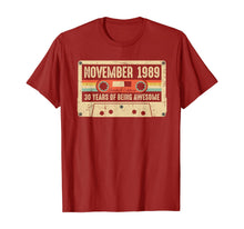 Load image into Gallery viewer, Vintage November 1989 30th birthday Gift Retro Cassette Tape T-Shirt
