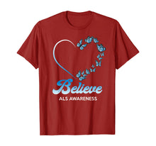 Load image into Gallery viewer, Blue and White Butterflies Heart Believe ALS Awareness Gifts TShirt554719

