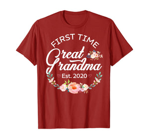 Womens Promoted to Great Grandma Est 2020 First Time Gift TShirt360286