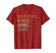 Load image into Gallery viewer, Awesome Since April 1986 34th Birthday Gifts 34 Years Old TShirt339540
