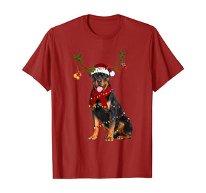 Funny shirts V-neck Tank top Hoodie sweatshirt usa uk au ca gifts for Santa Rottweiler reindeer Light Christmas gifts T-Shirt 389659