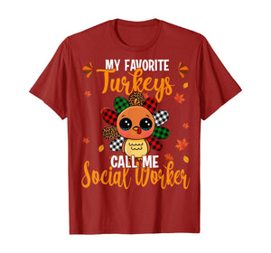 Funny shirts V-neck Tank top Hoodie sweatshirt usa uk au ca gifts for My Favorite Turkey Call Me Social Worker Leopard Plaid Gifts T-Shirt 1264117