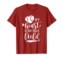 Load image into Gallery viewer, My Heart is on That Field Baseball T-Shirt Softball Mom
