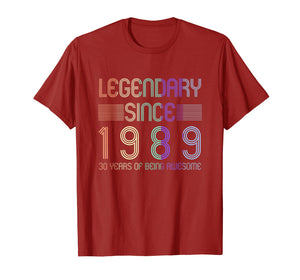 Funny shirts V-neck Tank top Hoodie sweatshirt usa uk au ca gifts for 30th Birthday T Shirt - Legendary Since 1989 3213672