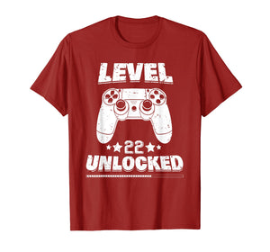 Funny shirts V-neck Tank top Hoodie sweatshirt usa uk au ca gifts for Level 22 Unlocked T-Shirt 22nd Video Gamer Birthday Gift 2729610