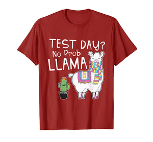 Funny shirts V-neck Tank top Hoodie sweatshirt usa uk au ca gifts for Teacher Test Day No Prob Llama Testing Shirt for Teachers T-Shirt 1643116