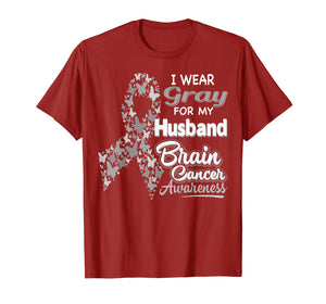 Funny shirts V-neck Tank top Hoodie sweatshirt usa uk au ca gifts for I wear Gray for my Husband - Brain Cancer Awareness shirt 258794