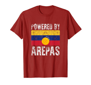 Funny shirts V-neck Tank top Hoodie sweatshirt usa uk au ca gifts for Powered by Arepas T-Shirt. Funny Venezuela Colombia Gift Tee 1100960