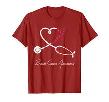Load image into Gallery viewer, Nurse Breast Cancer Awareness Pink Ribbon Stethoscope Heart T-Shirt
