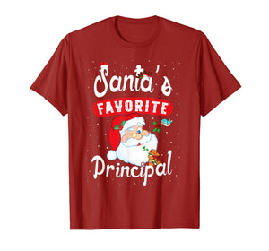 Funny shirts V-neck Tank top Hoodie sweatshirt usa uk au ca gifts for Santa's Favorite Principal Christmas Funny Teacher School T-Shirt 768618