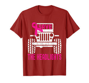 Save The Headlights Ribbon Jeeps Breast Cancer Awareness T-Shirt