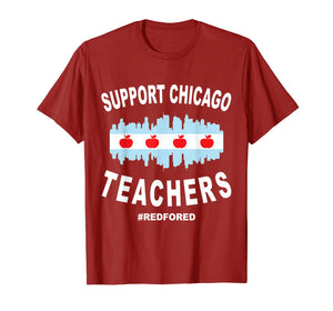 Support Chicago Teachers Strike Apple Red for Ed  T-Shirt