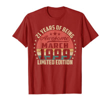 Load image into Gallery viewer, Vintage March 1999 21 Year Old Bday Gifts 21st Birthday TShirt503478

