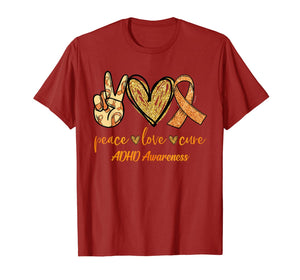 Peace Love Cure Ribbon ADHD Awareness Gifts TShirt857843