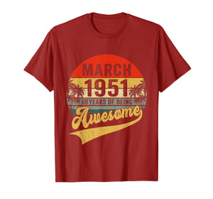 Vintage Retro March 1951 69th Birthday Gifts 69 Years Old TShirt1015902