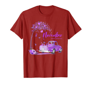 Truck Purple Ribbon November Alzheimer's Awareness Month T-Shirt