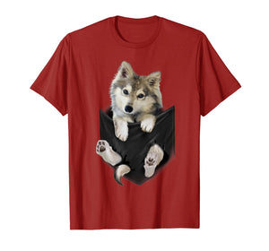 Wolf White Pup in Pocket T-Shirt Wolves Tee Shirt Gifts-335716
