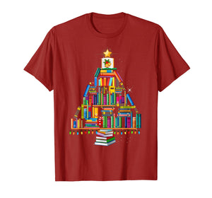 Merry Christmas Library Tree Gift For Book Lover Librarian T-Shirt