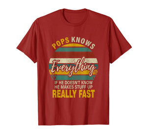 Mens Mens Pops Know Everything Grandpa Christmas Gifts T-Shirt-1685560