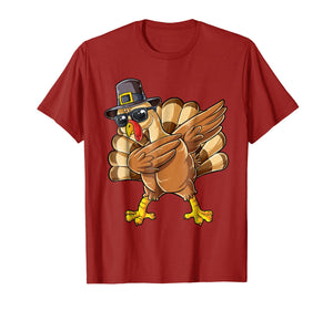 Thanksgiving Dabbing Turkey Shirt Boys Kids Men Pilgrim Day