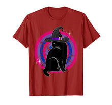 Load image into Gallery viewer, LGBT Bisexual Pride Cat Rainbow Witch &amp; Hat Gay Halloween T-Shirt
