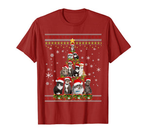 Funny Christmas Tree Cats Merry Christmas Ugly Sweater Gifts T-Shirt-3127700