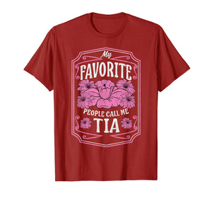 My Favorite People Call Me Tia Floral Christmas Gifts T-Shirt-2375107