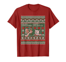 Load image into Gallery viewer, Funny shirts V-neck Tank top Hoodie sweatshirt usa uk au ca gifts for Woman Yelling at Cat Meme Ugly Christmas Sweater Style T-Shirt 119645
