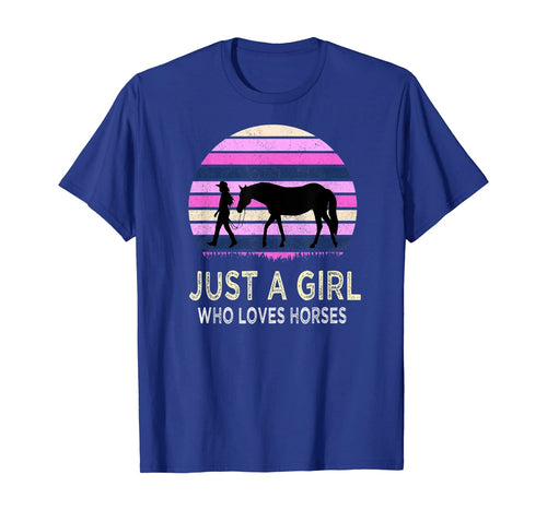 Funny shirts V-neck Tank top Hoodie sweatshirt usa uk au ca gifts for Just a Girl Who Loves Horses - Riding Retro sunset Gifts T-Shirt 669955