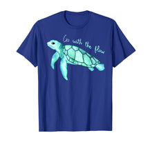 Load image into Gallery viewer, Sea green turtle watercolor, Go with the flow, funny T-Shirt
