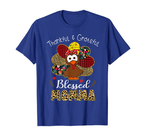Thankful Grateful Blessed Momma Leopard Turkey Thanksgiving T-Shirt