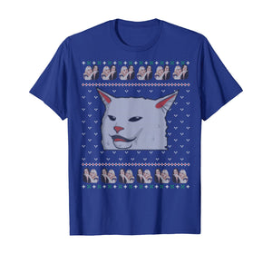 Ugly Christmas sweater-style Yelling Woman At Cat Meme T-Shirt