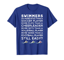 Load image into Gallery viewer, Funny shirts V-neck Tank top Hoodie sweatshirt usa uk au ca gifts for Still Think Swimming is Easy? Swim Team T-Shirt - White Lett 509350
