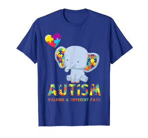 Funny shirts V-neck Tank top Hoodie sweatshirt usa uk au ca gifts for Autism Elephant Walking A Different Path T Shirt For Kids 2523696