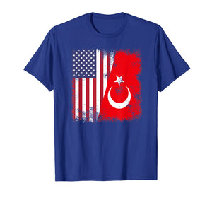 Funny shirts V-neck Tank top Hoodie sweatshirt usa uk au ca gifts for Half Turk Turkish Flag T-Shirt | Vintage Turkey USA Gift 3106923