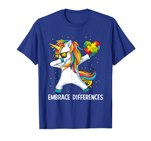 Funny shirts V-neck Tank top Hoodie sweatshirt usa uk au ca gifts for Autism Awareness Embrace Differences Dabbing Unicorn T-Shirt 2008486