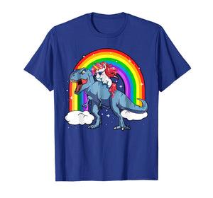 Funny shirts V-neck Tank top Hoodie sweatshirt usa uk au ca gifts for Men's Women's T Shirt Rainbow Unicorn Rides on Dinosaurs 147378