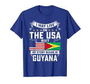Live In USA But Heart Guyana Patriot Guyanese Tee Shirt