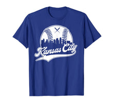 Load image into Gallery viewer, Kansas City Baseball Skyline Missouri KC Royal Blue Gift TShirt862582
